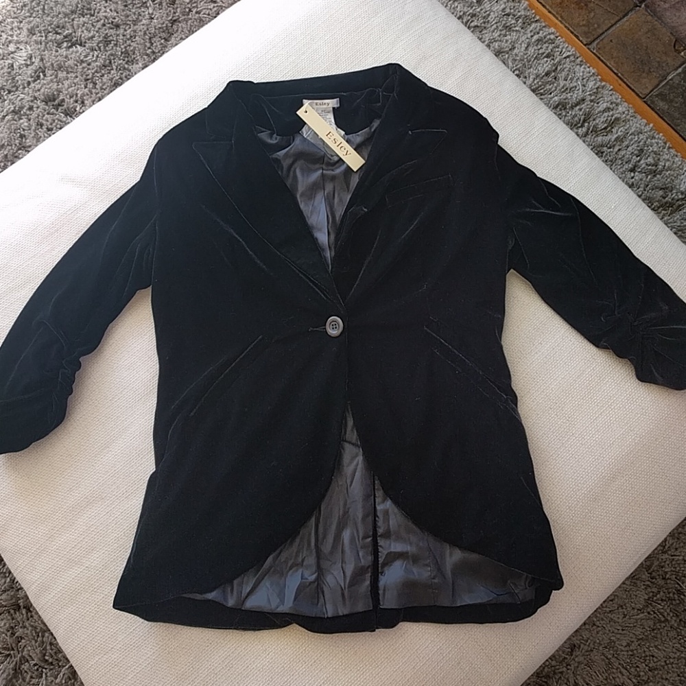 Black velvet casual blazer